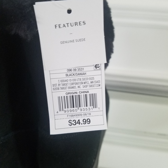 Black Faux Fur Lined Suede Winter Boots - Picture 8 of 8